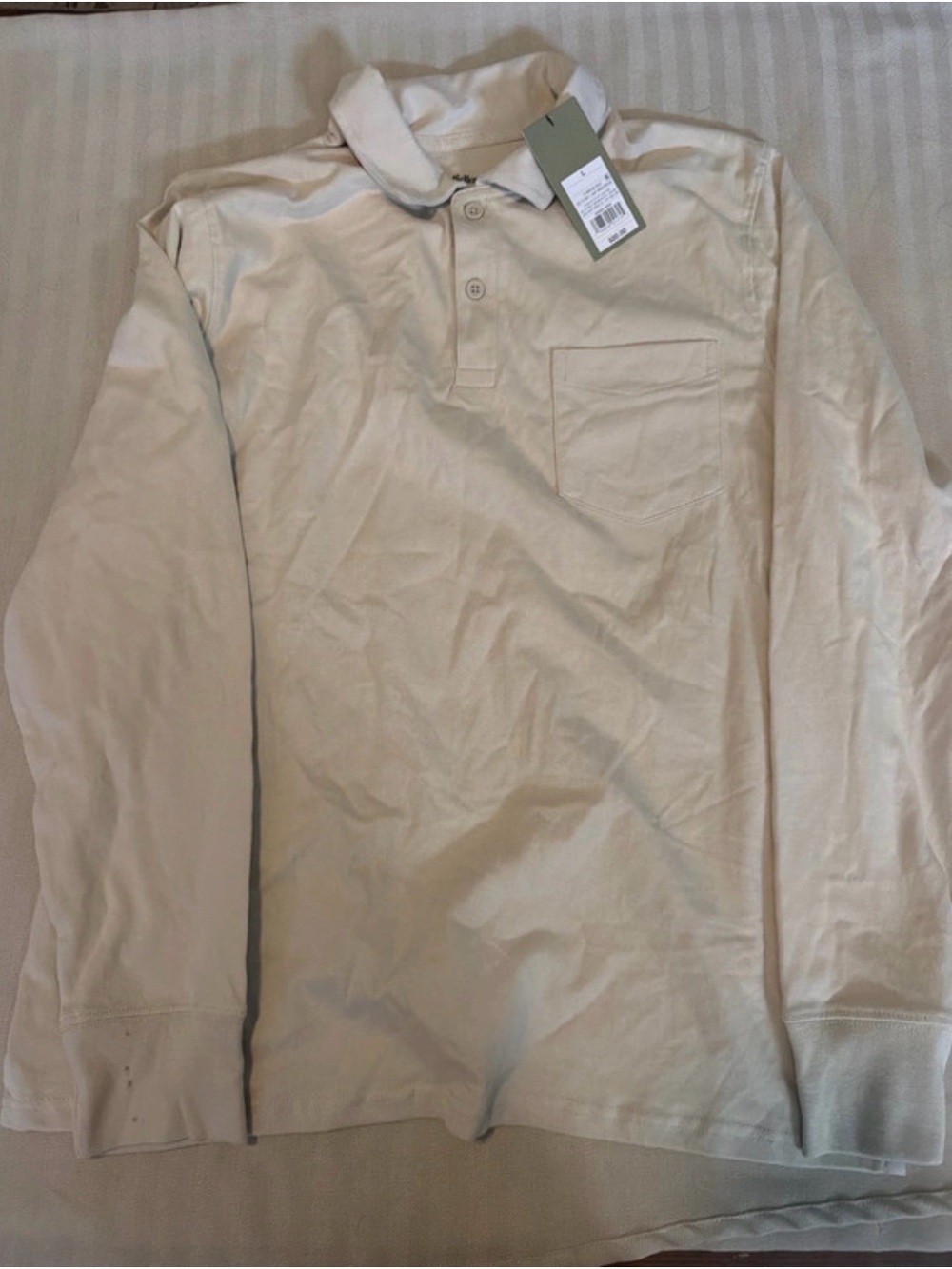 Goodfellow & Co Long-Sleeve Polo Shirt in Light Beige